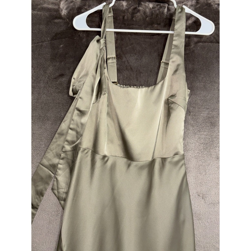 Show Me Your Mumu Lana Maxi Dress Women's Medium Moss Green Luxe Satin - Picture 6 of 16